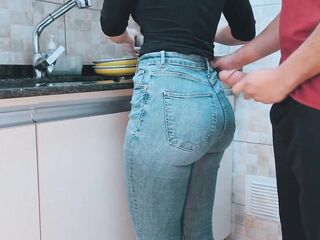 Intense Cumming On My Maid'S Butt With Gym Clothing During The Time That She Was Washing Dishes (Free Use/Compilation))