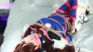 Insane D.Va Cosplayer Struggling Against Her Bondage - 4K