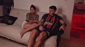 Raw Bros Movie Night With My Stepsister Turned Into A Blowjob Fest When The Thirsty Slut Saw My Raging Hard-On