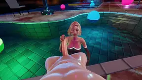Private: Raw Hot Pink Hair Hitomi In Fishnet Body In Pool - Enjoy Sloppy Pov Blowjob Service, Handjob Dick Stroking In Water, And Glory Hole