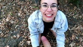 Viral: Naughty Oral Vlog With Teen Couple. Girl In Glasses Blows In Public And Eats Cum