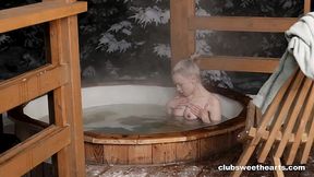Wet Appealing Blonde Lisa Nixon Plays With Her Wet Slit In Public Sauna