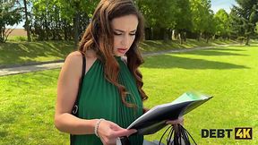 Juicy Sexy Slim Rich Bitch Can'T Pay Off Her Debts & Invites A Collector To Fuck Her Hard On The Lawn - High Quality