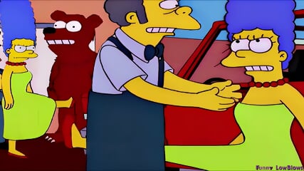 Viral: Intense Ballbuster Marge Simpson 2 Nutshots To Moe & Cop In Bear Suit Toon Ballbusting