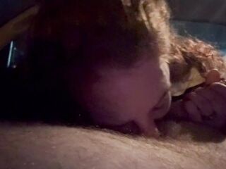 Rough Redhead Gives Awesome Oral Sex And Foot Job To Bwc In Car At Night - Must See