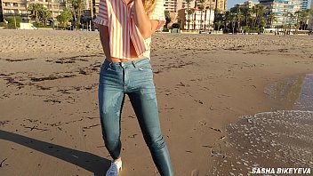 Kinky Wet Shoot On A Public Beach With Crazy Model. Risky Outdoor Masturbation. Foot Fetish. Pee In Jeans.