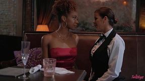 Insane Naughty Rich Lesbians Alexis Fawx And Lacey London Share A Night In The Restaurant - Must See