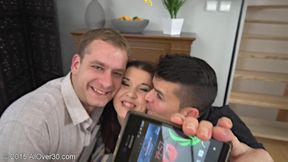Juicy Busty Mom Licks Two Whopping Dicks Of Horny Freaks