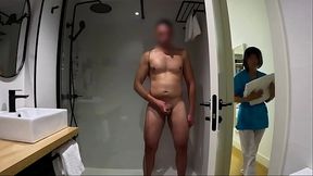 Private: Kinky I Jerk Off In The Bathroom Until The Room Service Cleaning Girl Comes In And Helps Me Finish Cumming