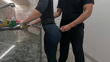 Hidden Cam: Forbidden White Maid Getting Cream In Her Tight Ass While Working In The Kitchen (Free Use) - 4K